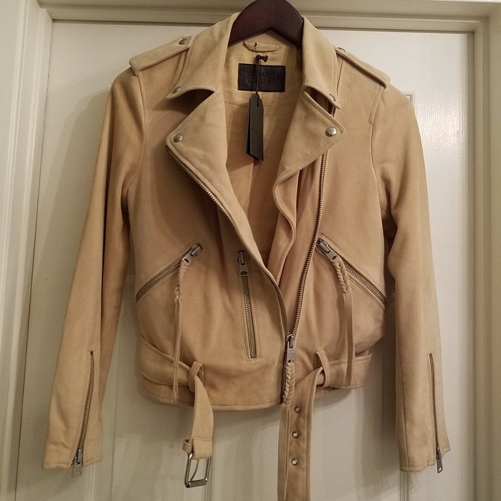 NWT All Saints Balfern leather biker jacket US 4 - Picture 3 of 16